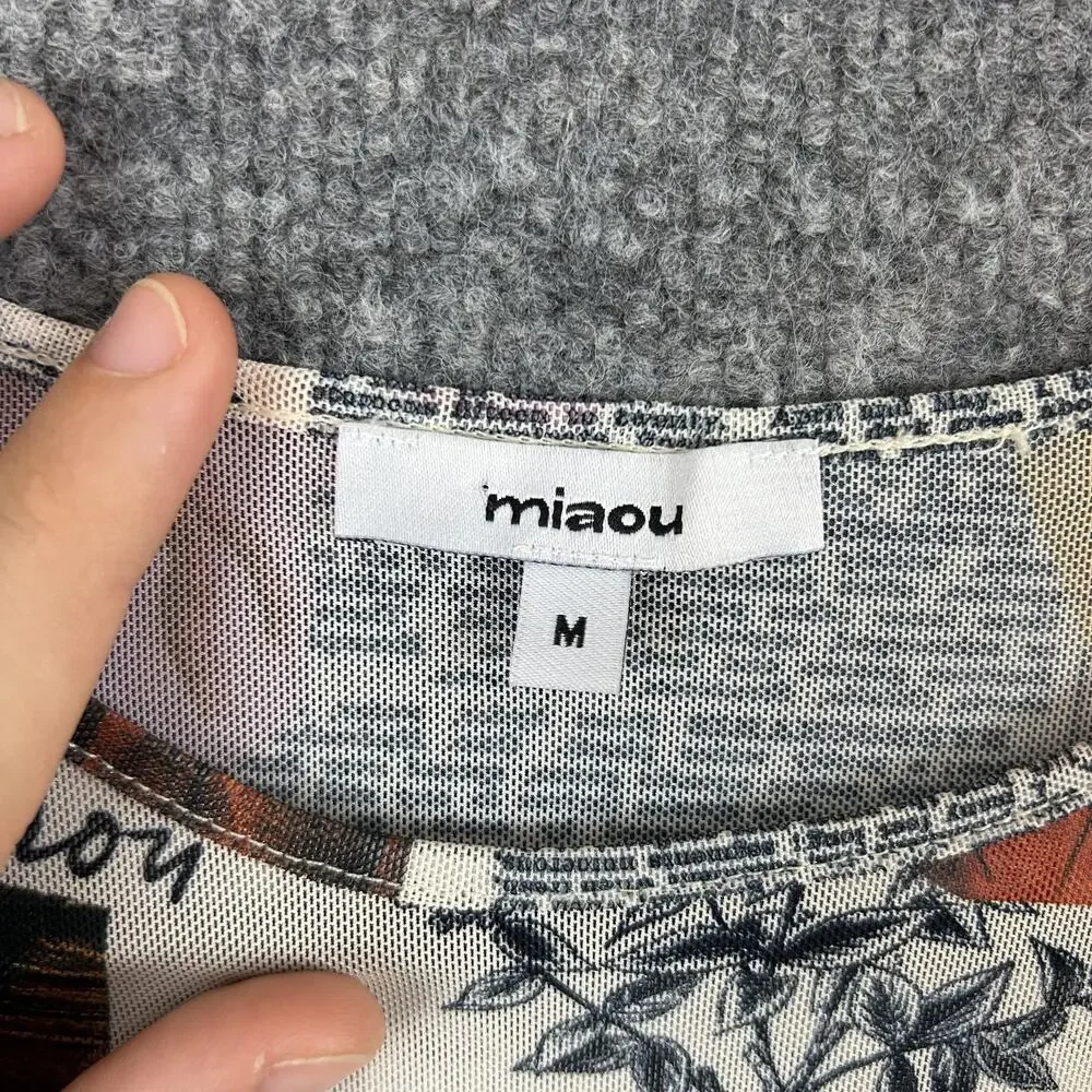 Miaou Top Medium Long Sleeve Tee in Botany Dictionary Flower Mesh Artsy Indie - Picture 4 of 10